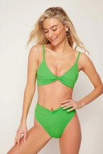 Trendyol Green Triangle Knot Bikini Top