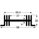 Chladič Fischer Elektronik SK 36 50 SA, 88 x 26 x 50 mm, 3,8 kW