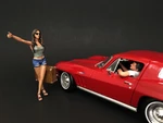 Hitchhiker 2 piece Figurine Set (Green Shirt) for 1/18 Scale Model Cars by American Diorama