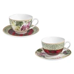 Súprava 2 porcelánových šálok s tanierikmi Brandani Sottobosco Tea Cup