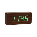 Tmavohnedý budík so zeleným LED displejom Gingko Slab Click Clock