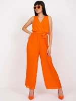 Orange women's pleated overall