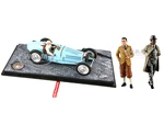 1934 Bugatti T59 Road Version Light Blue with Driver and Etorre Bugatti and Jean Bugatti Figures 1/18 Models by Le Mans Miniatures