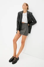 Trendyol Anthracite Button Detailed Double Breasted Mini Woven Skirt