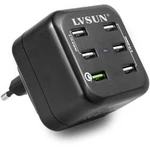 USB nabíječka LVSUN LS-6USQ, nabíjecí proud 12900 mA, černá