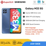 Original Samsung Galaxy M33 M336B 5G Smartphone Exynos 1280 Octa-core 120Hz TFT LCD Display 5000mAh 25W Fast Charging Phone