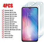 4PC Tempered Glass For Xiaomi Mi 11 10 9 Lite 10T Lite 10T Pro 9T Pro Screen Protector Glass On Xiaomi Poco X3 GT X2 M3