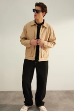 Trendyol Limited Edition Camel Men's Regular Fit Gabardine Men's Collar Jacket.