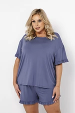 Stylish women's pajamas, short sleeves, short pants - blue