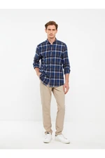 LC Waikiki Men's Regular Fit Long Sleeve Plaid Gabardine Shirt.