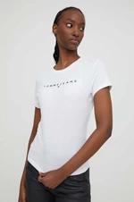 Bavlnené tričko Tommy Jeans dámsky, biela farba, DW0DW17361