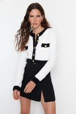 Trendyol Ecru Crop tollas kötöttáru Cardigan