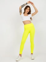 Fluo yellow striped basic cotton leggings