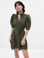 Green women's dress with puff sleeves GAP