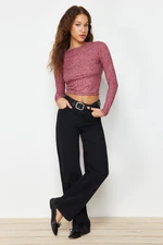 Trendyol Bluzka z dzianiny Plum Crop