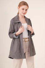 Bigdart 10322 Gathered Waist Trench Coat - Gray