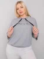 Grey melange lady's blouse with drawstrings