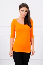 Blouse with round neckline orange neon