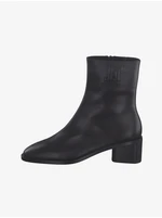 Black leather high heel leather ankle boots by Tamaris - Women