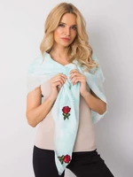 Mint women's scarf with colorful patches