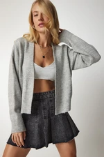 Happiness İstanbul Women's Gray Basic Knitwear Cardigan