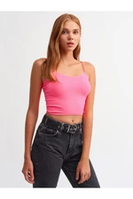 Dilvin Women's Fuchsia Elastic Crop Top 3528