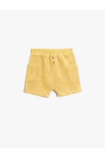 Koton Checked Shorts with Pockets and Button Detail Elastic Waist.