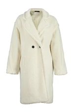 Trendyol Oversize Ecru Wide-Cut Long Plush Coat