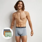 Sada tří pánských boxerek ve světle zelené, oranžové a šedé barvě Dim COTTON STRETCH BOXER