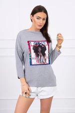 Blouse with American Girl graphics gray