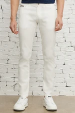 AC&Co / Altınyıldız Classics Men's White Slim Fit Slim Fit 5 Pockets Flexible Chino Trousers.