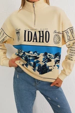 BİKELİFE Women's Idaho Printed Zipper Sweatshirt