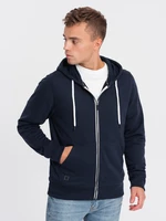 Ombre BASIC men's zip-up hoodie - navy blue