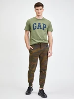 Green men's sweatpants camouflage logo GAP