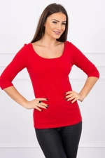 Blouse with round neckline, red