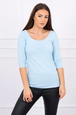 Cyan blouse with round neckline