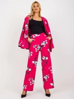 Fuchsia wide fabric trousers with rose suits