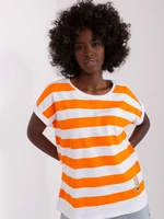 Basic white and orange striped blouse