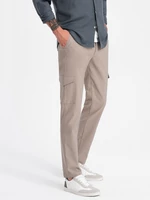 Ombre Men's REGULAR fabric pants with cargo pockets - beige