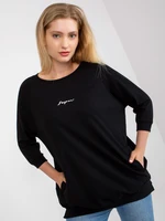 Black cotton blouse of larger size with pockets