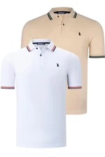 DUAL SET T8594 DEWBERRY MENS T-SHIRT-WHITE-BEIGE