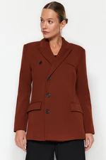 Trendyol Brown Lined Oversize Woven Blazer Jacket