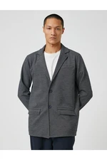 Koton Basic Jacket Wide Collar with Button Detailed Pockets.