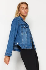 Trendyol Dark Blue Waist Detailed Denim Jacket