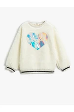 Koton Plush Sweatshirt with Shiny Applique Detailed.