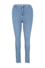 Trendyol Curve Light Blue Flexible Skinny Denim Jeans with Slit and Tassel Detail