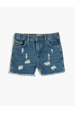 Koton Girl's Denim Shorts Destroyed with Pocket Cotton