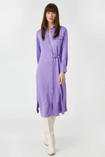 Koton Midi Length Shirt Dress With Pocket And Belted