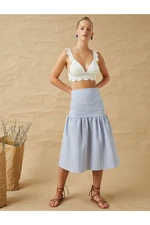 Koton Ruffled Midi Length Skirt with Elastic Waist.