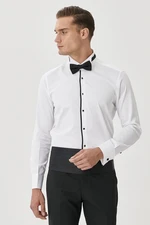 ALTINYILDIZ CLASSICS Men's White-black Tuxedo Collar Tailored Slim Fit Slim Fit Shirt